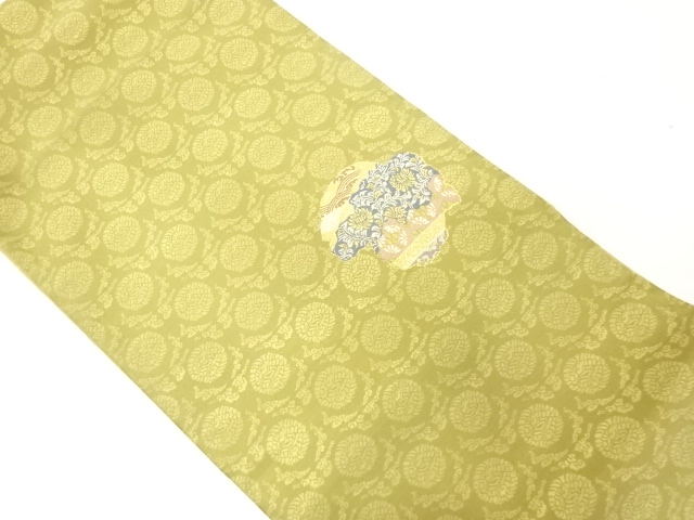 アンティーク　蔦の葉に花唐草・波模様織り出し袋帯（材料）